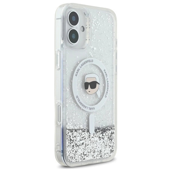 Karl Lagerfeld Liquid Glitter Karl Head Magsafe Case for iPhone 16 Plus - Clear_3
