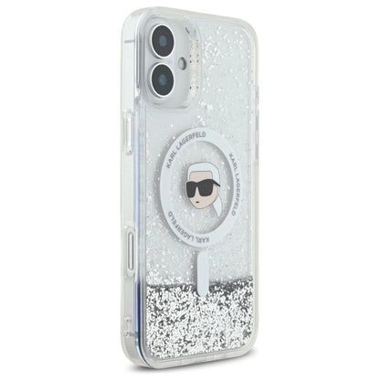 Karl Lagerfeld Liquid Glitter Karl Head Magsafe Case for iPhone 16 Plus - Clear_3