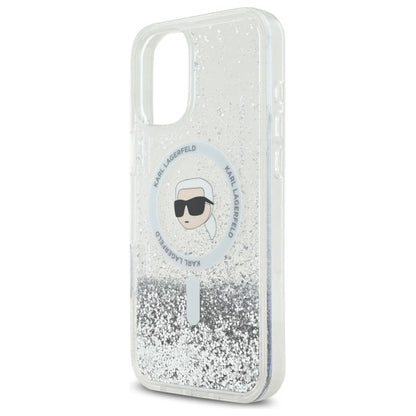 Karl Lagerfeld Liquid Glitter Karl Head Magsafe Case for iPhone 16 Plus - Clear_5