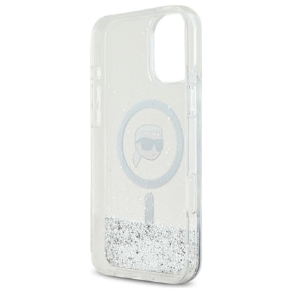 Karl Lagerfeld Liquid Glitter Karl Head Magsafe Case for iPhone 16 Plus - Clear_6