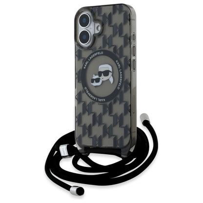 Karl Lagerfeld IML Crossbody Monogram Karl &amp; Choupette Head MagSafe iPhone 16 Case - Black_0