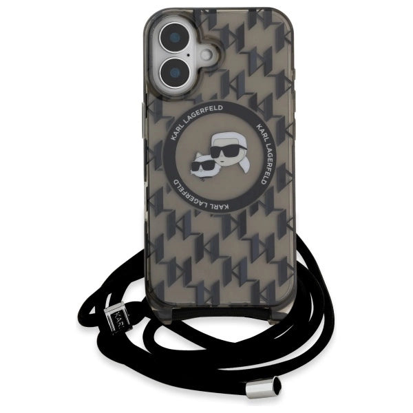 Karl Lagerfeld IML Crossbody Monogram Karl &amp; Choupette Head MagSafe iPhone 16 Case - Black_1