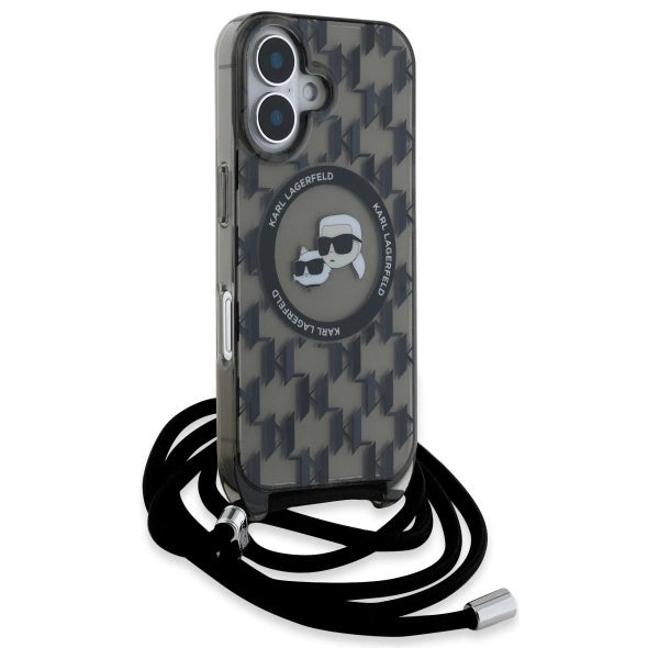 Karl Lagerfeld IML Crossbody Monogram Karl &amp; Choupette Head MagSafe iPhone 16 Case - Black_2