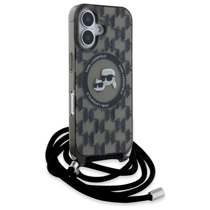 Karl Lagerfeld IML Crossbody Monogram Karl &amp; Choupette Head MagSafe iPhone 16 Case - Black_2