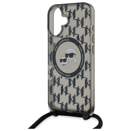 Karl Lagerfeld IML Crossbody Monogram Karl &amp; Choupette Head MagSafe iPhone 16 Case - Black_4