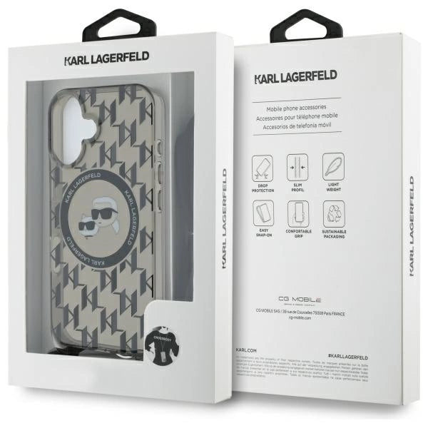 Karl Lagerfeld IML Crossbody Monogram Karl &amp; Choupette Head MagSafe iPhone 16 Case - Black_6