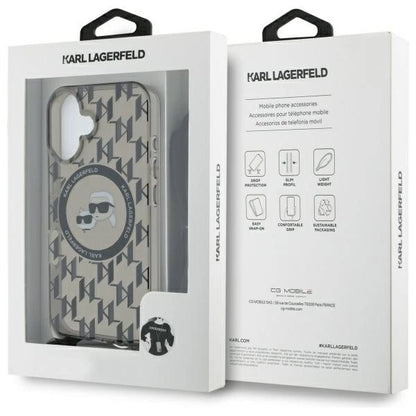 Karl Lagerfeld IML Crossbody Monogram Karl &amp; Choupette Head MagSafe iPhone 16 Case - Black_6