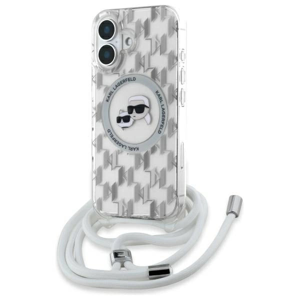 Karl Lagerfeld IML Crossbody Monogram Karl &amp; Choupette Head MagSafe iPhone 16 Case - Clear_0