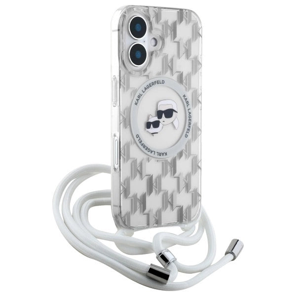 Karl Lagerfeld IML Crossbody Monogram Karl &amp; Choupette Head MagSafe iPhone 16 Case - Clear_2