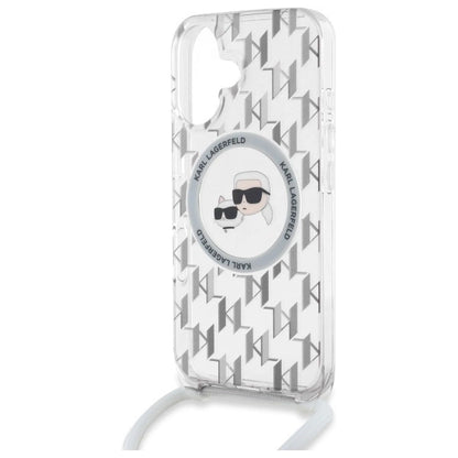Karl Lagerfeld IML Crossbody Monogram Karl &amp; Choupette Head MagSafe iPhone 16 Case - Clear_4