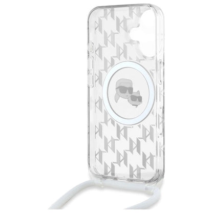 Karl Lagerfeld IML Crossbody Monogram Karl &amp; Choupette Head MagSafe iPhone 16 Case - Clear_5