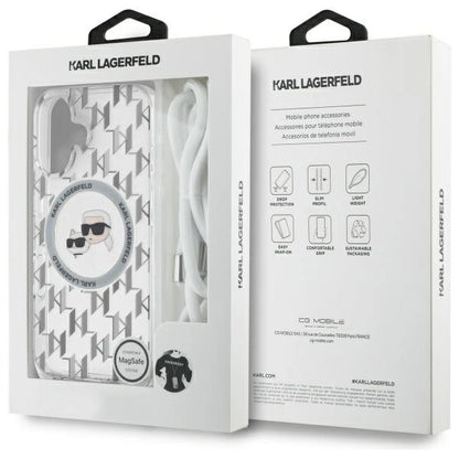 Karl Lagerfeld IML Crossbody Monogram Karl &amp; Choupette Head MagSafe iPhone 16 Case - Clear_6