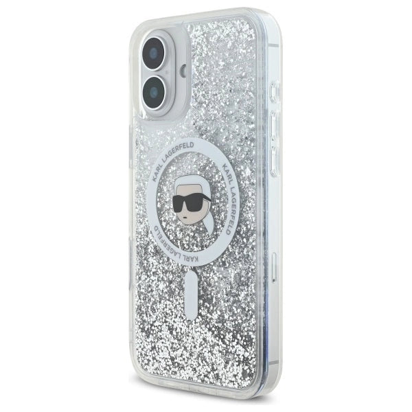 Karl Lagerfeld Liquid Glitter Karl Head Magsafe iPhone 16 Case - Clear_1