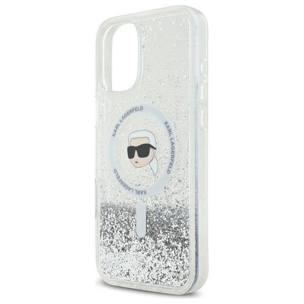 Karl Lagerfeld Liquid Glitter Karl Head Magsafe iPhone 16 Case - Clear_5