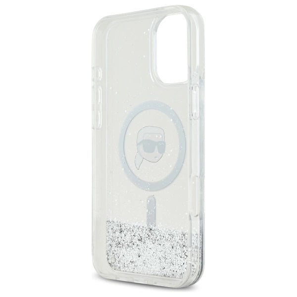 Karl Lagerfeld Liquid Glitter Karl Head Magsafe iPhone 16 Case - Clear_6