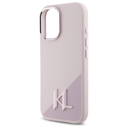 Karl Lagerfeld Silicone Shadow Metal Initial MagSafe iPhone 16 Case - Pink_5