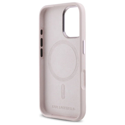 Karl Lagerfeld Silicone Shadow Metal Initial MagSafe iPhone 16 Case - Pink_6