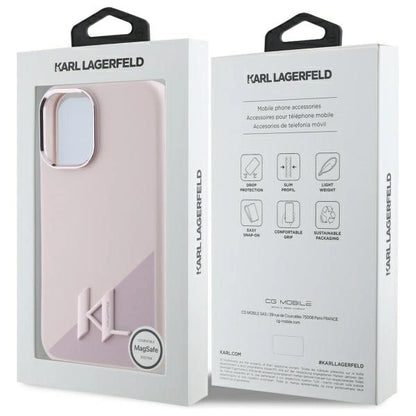 Karl Lagerfeld Silicone Shadow Metal Initial MagSafe iPhone 16 Case - Pink_7