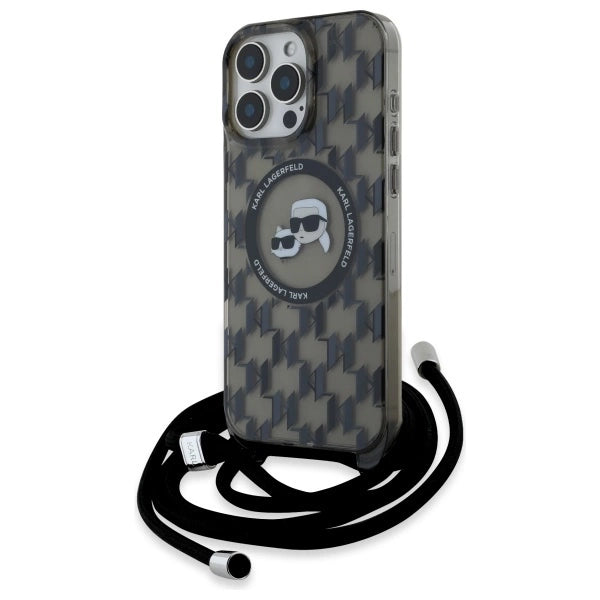 Karl Lagerfeld IML Crossbody Monogram Karl &amp; Choupette Head MagSafe Case for iPhone 16 Pro Max - Black_0