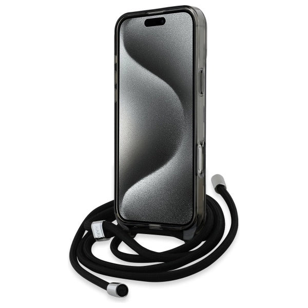 Karl Lagerfeld IML Crossbody Monogram Karl &amp; Choupette Head MagSafe Case for iPhone 16 Pro Max - Black_3