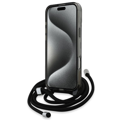 Karl Lagerfeld IML Crossbody Monogram Karl &amp; Choupette Head MagSafe Case for iPhone 16 Pro Max - Black_3