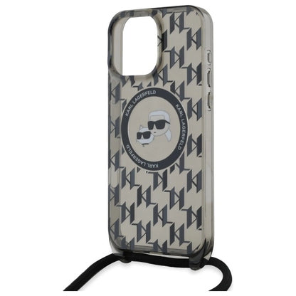 Karl Lagerfeld IML Crossbody Monogram Karl &amp; Choupette Head MagSafe Case for iPhone 16 Pro Max - Black_4