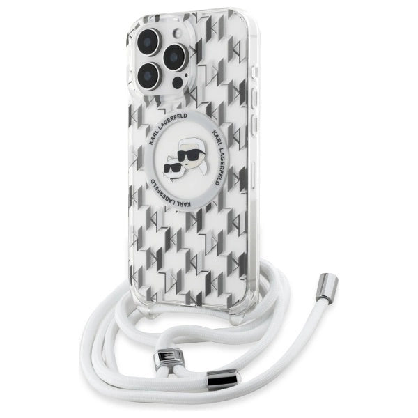 Karl Lagerfeld IML Crossbody Monogram Karl &amp; Choupette Head MagSafe Case for iPhone 16 Pro Max - Clear_0
