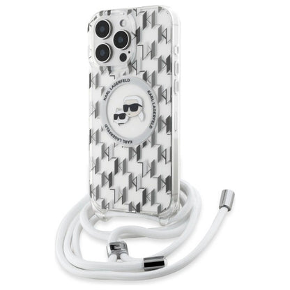 Karl Lagerfeld IML Crossbody Monogram Karl &amp; Choupette Head MagSafe Case for iPhone 16 Pro Max - Clear_0