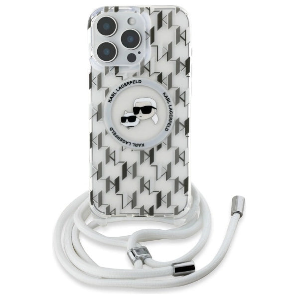 Karl Lagerfeld IML Crossbody Monogram Karl &amp; Choupette Head MagSafe Case for iPhone 16 Pro Max - Clear_1