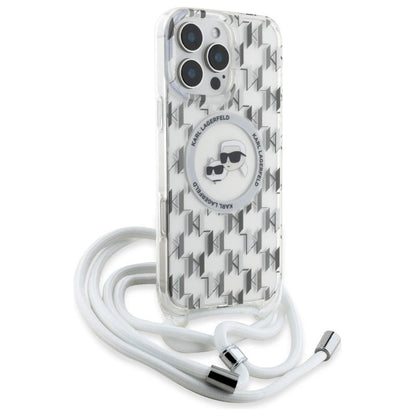 Karl Lagerfeld IML Crossbody Monogram Karl &amp; Choupette Head MagSafe Case for iPhone 16 Pro Max - Clear_2