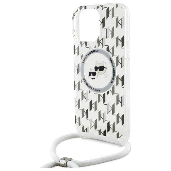 Karl Lagerfeld IML Crossbody Monogram Karl &amp; Choupette Head MagSafe Case for iPhone 16 Pro Max - Clear_4