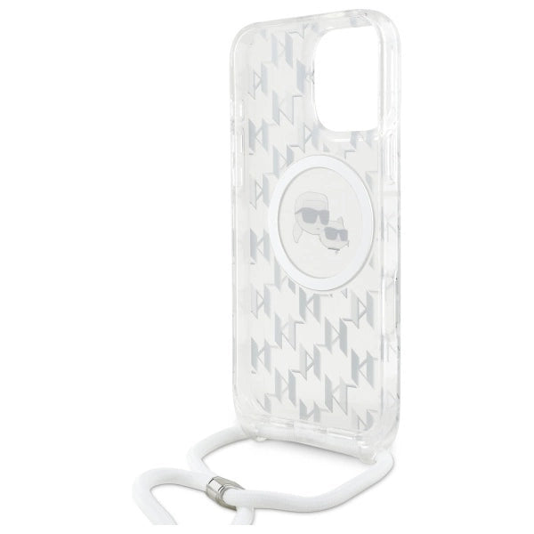 Karl Lagerfeld IML Crossbody Monogram Karl &amp; Choupette Head MagSafe Case for iPhone 16 Pro Max - Clear_5