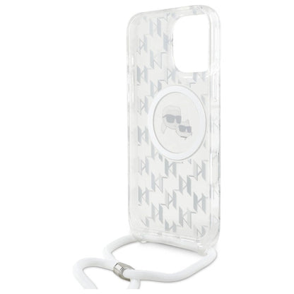 Karl Lagerfeld IML Crossbody Monogram Karl &amp; Choupette Head MagSafe Case for iPhone 16 Pro Max - Clear_5