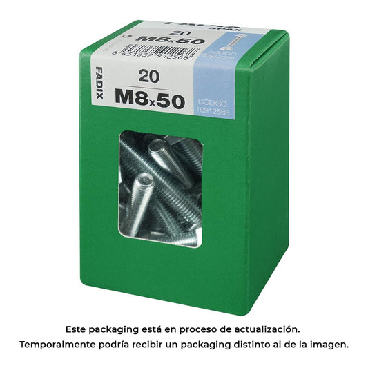 Caixa l 20 unid. parafuso metrico cab hex+porca zinco m 8x50mm fadix_0