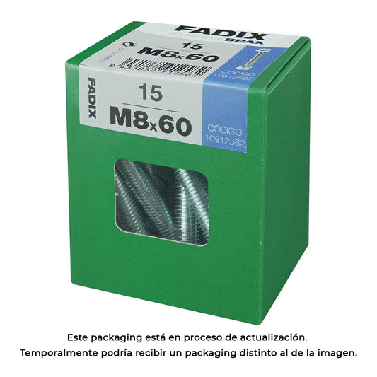 Caixa l 15 unid. parafuso metrico cab hex+porca zinco m 8x60mm fadix_0