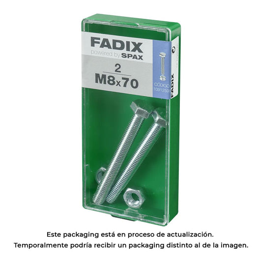 Caixa m 2 unid. parafuso metrico cab hex+porca zinco m 8x70mm fadix_0
