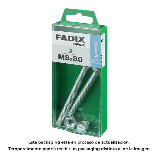 Caixa m 2 unid. parafuso metrico cab hex+porca zinco m 8x80mm fadix_0