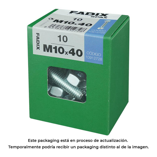 Caixa l 10 unid. parafuso metrico cab hex+porca zinco m 10x40mm fadix_0