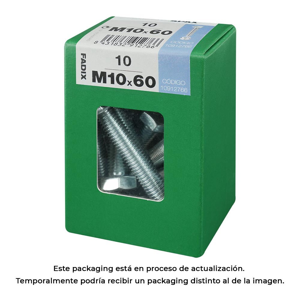 Caixa l 10 unid. parafuso metrico cab hex+porca zinco m 10x60mm fadix_0