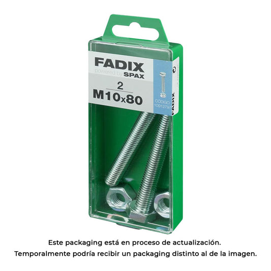 Caixa m 2 unid. parafuso metrico cab hex+porca zinco m 10x80mm fadix_0