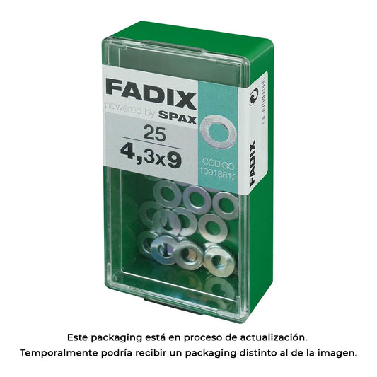 Caixa s 25 unid. anilha plana zinco 4,3x9mm fadix_0