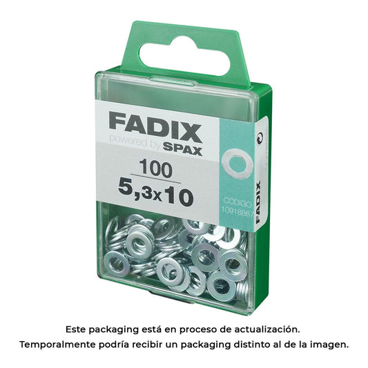 Caixa m 100 unid. anilha plana zinco 5,3x10mm fadix_0
