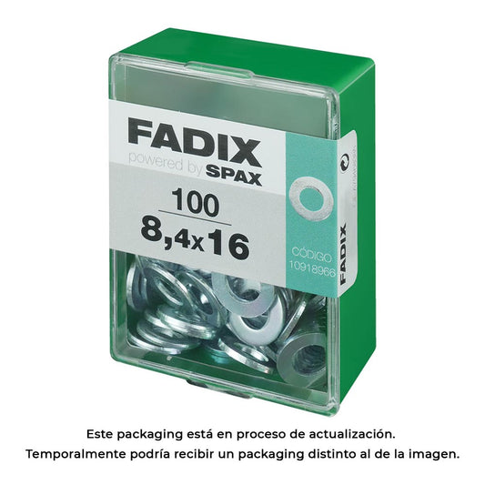 Caixa m 100 unid. anilha plana zinco 8,4x16mm fadix_0