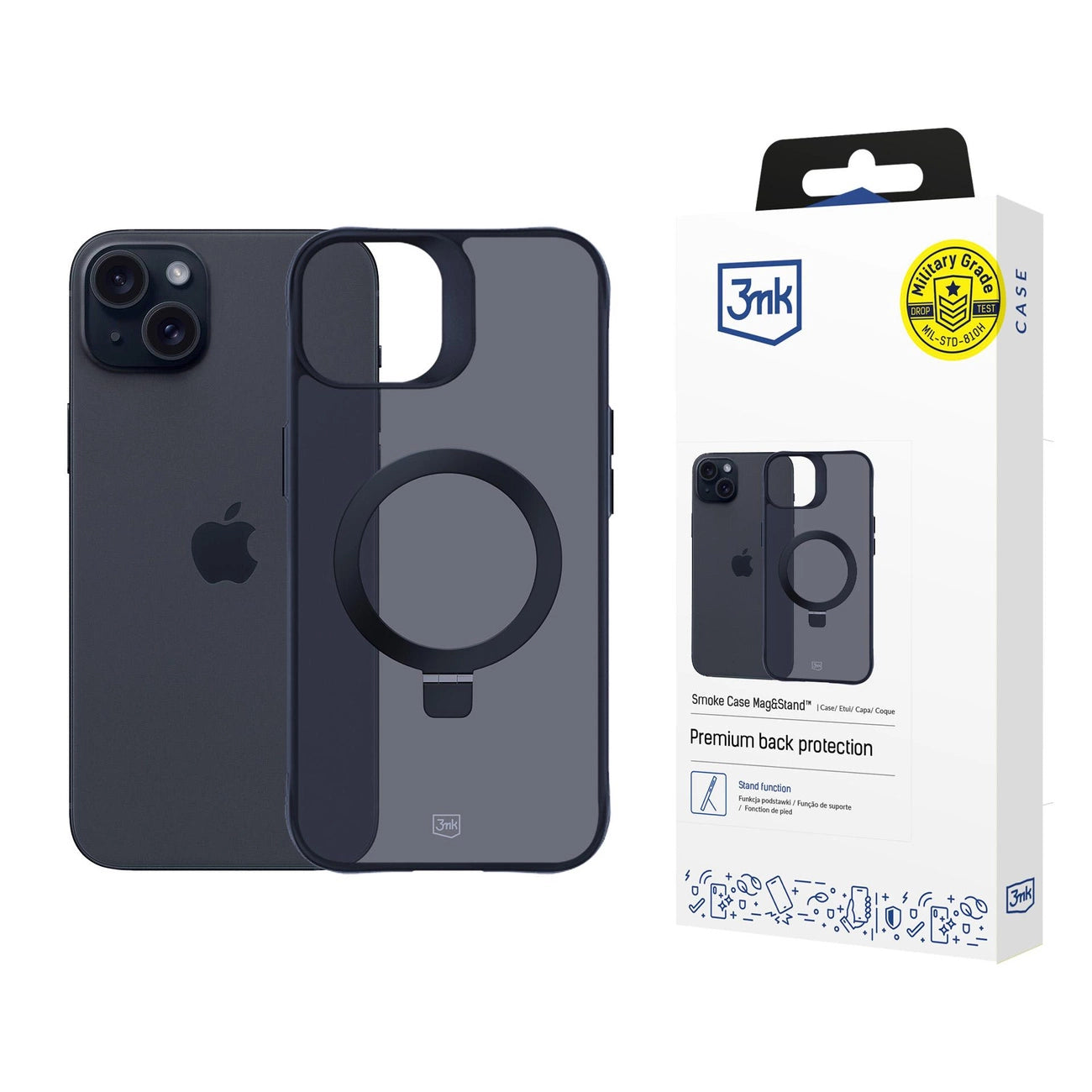 3mk Smoke Case Mag&amp;Stand for Apple iPhone 15 - black_0