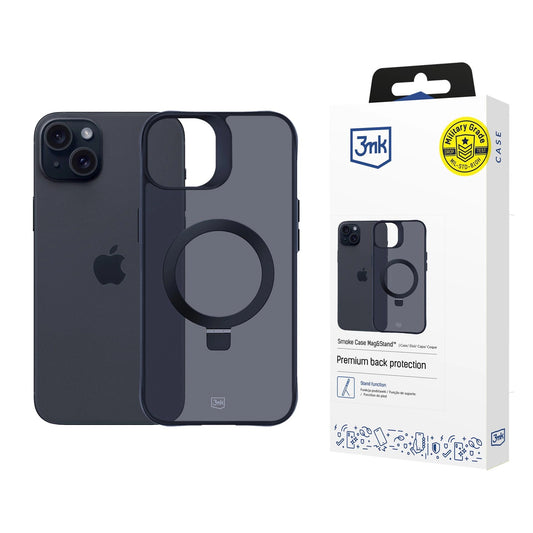 3mk Smoke Case Mag&amp;Stand for Apple iPhone 15 - black_0