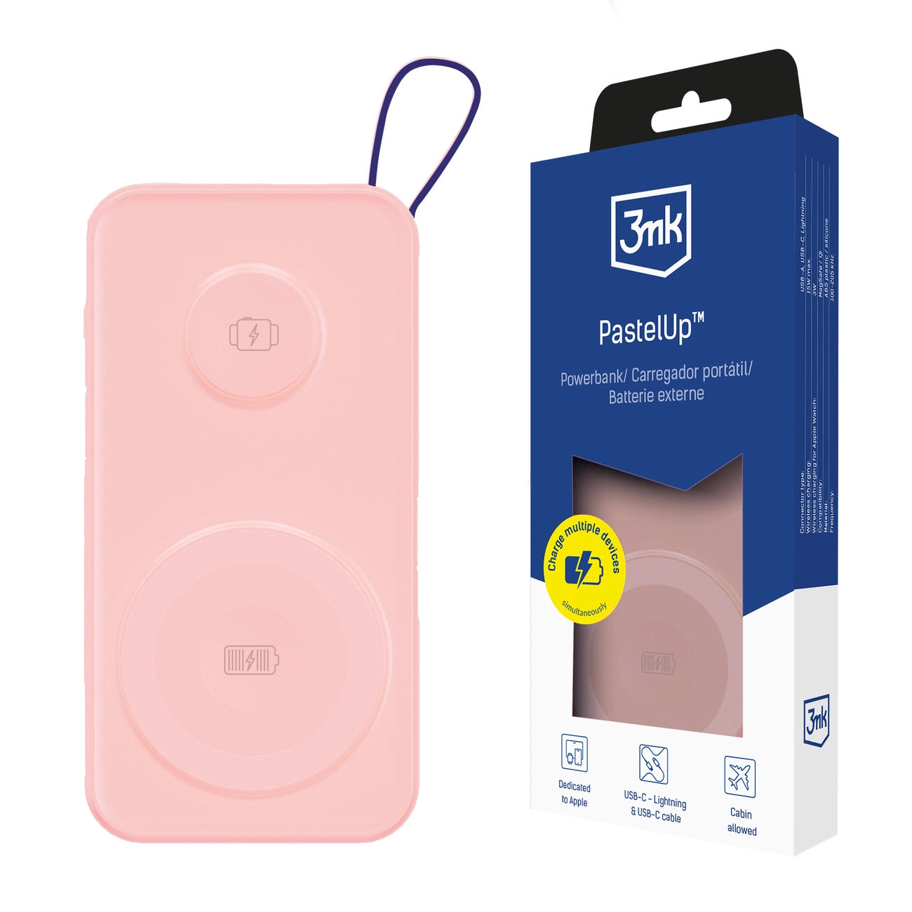 Powerbank 3mk PastelUp 10,000mAh 22.5W USB 1A1C - pink_0