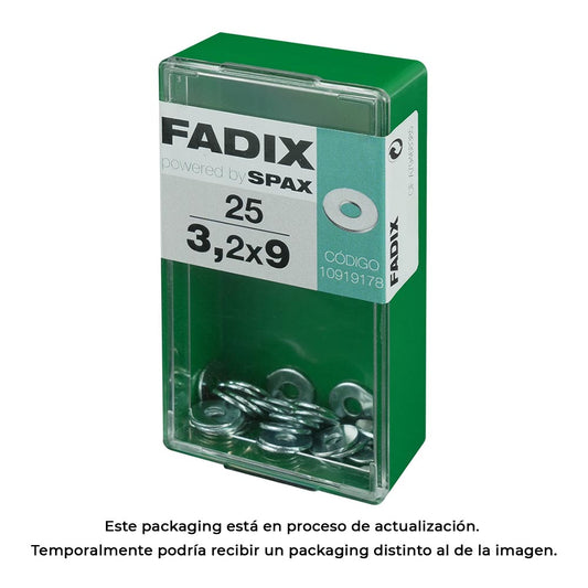 Caixa s 25 unid. anilha plana larga zinco 3,2x9mm fadix_0