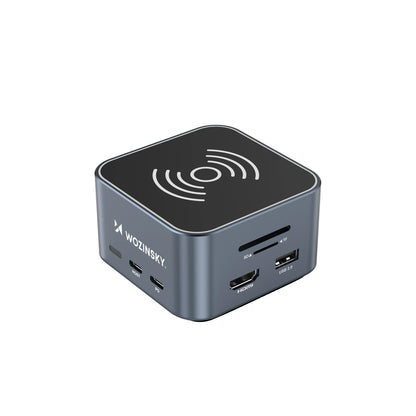 Hub USB-C 12 in 1 Wozinsky WHBC09Y8S multifunctional, with wireless charging function, aluminum, with 15 cm cable - gray_0
