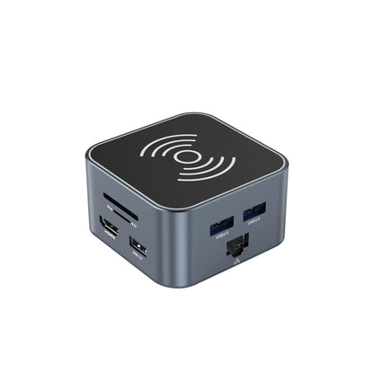 Hub USB-C 12 in 1 Wozinsky WHBC09Y8S multifunctional, with wireless charging function, aluminum, with 15 cm cable - gray_1