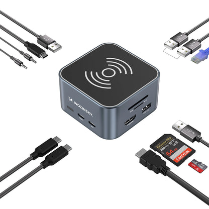 Hub USB-C 12 in 1 Wozinsky WHBC09Y8S multifunctional, with wireless charging function, aluminum, with 15 cm cable - gray_3